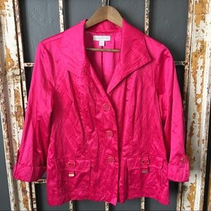 Laura Ashley Metallic Fuchsia 3/4Sleeve Jacket Lrg